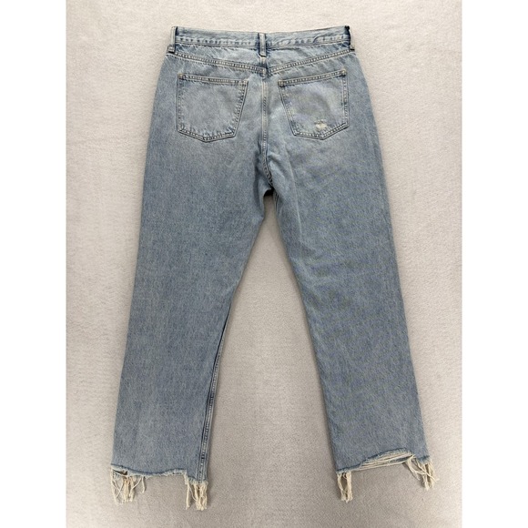 Nuuds Curvy Straight Jeans Womens 29 Blue High Rise Distressed Denim Raw Hem - Picture 14 of 15